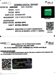 7.27/CT Natural Panna Stone with Govt. Lab Certificate